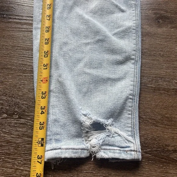 American Eagle Women Size 8 Jeans Mom Straight Light Wash Pants Strigid Stretch - Picture 12 of 16